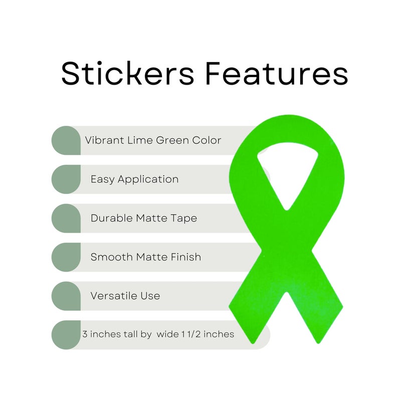Fundraising For A Cause 250 Large Lime Green Ribbon Stickers - Lime Green Ribbon Awareness Stickers for Fundraisers & Awareness Events - Image 3
